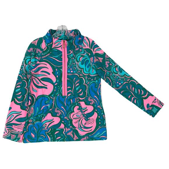 Lilly Pulitzer Tops - NWOT LILLY PULITZER Sweatshirt M Multicolor Floral-Leaf-Print “Skipper Popover”
